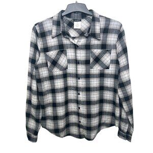 Zac & Rachel Womens Black & White Plaid Button-Up Long Sleeve Shirt Size Large